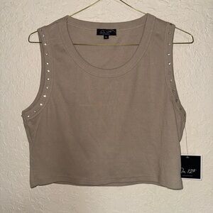 New On 12th Tan Studded Women's Crop Top Size XL